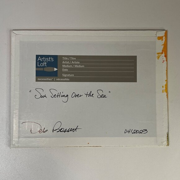 Sun Setting Over The Sea Acrylic Seascape Painting 6" x 8" Unframed - Signed - Picture 7 of 7